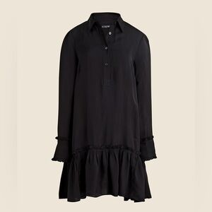 J Crew Shirtdress Amelia Popover in Drapey Viscose Twill Size XS Black Flowy